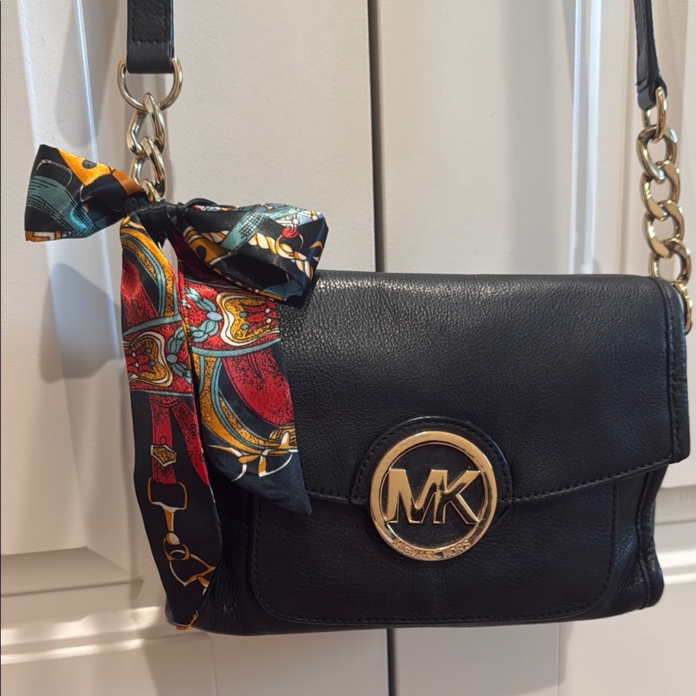 Michael Kors Black Leather Crossbody Bag